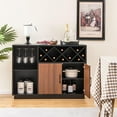 thumbnail image 2 of LOKO Buffet Cabinet with Storage, Modern Kitchen Storage Cabinet with Removable Wine Rack & 3-Row Wine Glass Holder, Rustic Credenza Wine Bar Cabinet with Adjustable Shelf, 45.5 x 15.5 x 32 Inches, 2 of 8