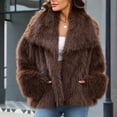 thumbnail image 4 of Levmjia Women's Faux Fur Coat Lapel Collar Long Sleeve Winter Warm Outerwear Fluffy Plush Jacket Open Front Solid Color, 4 of 9