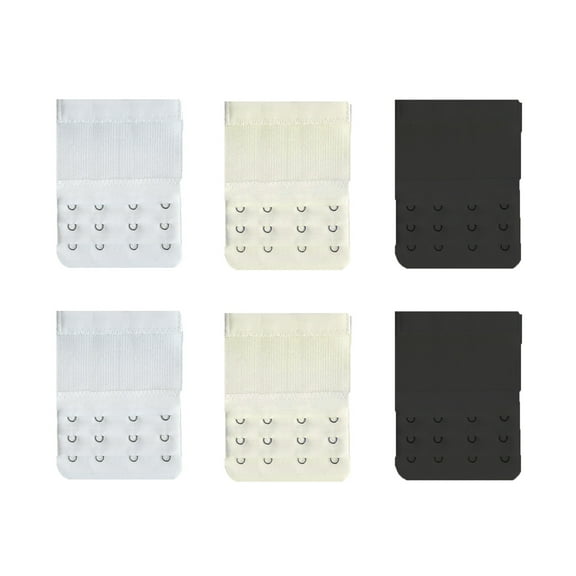 TELOLY Bra Extender,Elastic Stretch Bra Extenders with Stainless Steel Hooks,Bra Extenders 4 Hook Plus Size,6pcs