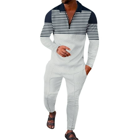 

ketyyh-chn99 Navy White Scrubs For Men Set Men s Tracksuit 2 Piece Fall Winter Casual Jogger Sport Gym Pockets Sweatsuit Cozy Long Sleeve Hoodies and Sweatpant Set