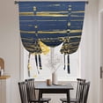 thumbnail image 3 of Blue Yellow Striped Tie Up Curtains 45 Inches Long, Kitchen Window Curtains Over Sink, Modern Abstract Art Stripes Small Window Curtains Shade Balloon Curtains Valances for Bedroom/Cafe 34"x45", 3 of 8