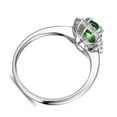 thumbnail image 2 of 1.50 Carat Perfect Green Emerald 7x5mm Emerald Cut Moissanite Diamond Halo Engagement Ring for Women in 10k White Gold, 2 of 5