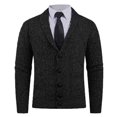 thumbnail image 2 of Lovzfmll Men's Cardigan, Shawl Collar Cable Knit Button Pocket, Casual Long Sleeve Sweater for Men, XL, 2 of 5