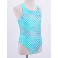 thumbnail image 3 of YONGHS Kids Girls Swimsuit Criss Cross Back One Piece Swimming Bathing Suit Beachwear Flash Fish Scales Green 8, 3 of 7