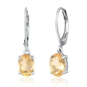 Dazzlers 3.24 Ct Oval Citrine 925 Sterling Silver Dangle Earrings For Women