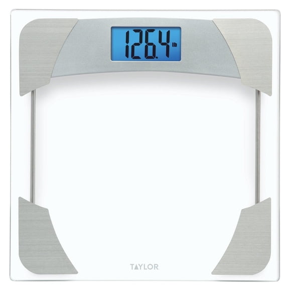 Taylor - Báscula de baño digital de cristal con acentos de acero inoxidable (400 libras)