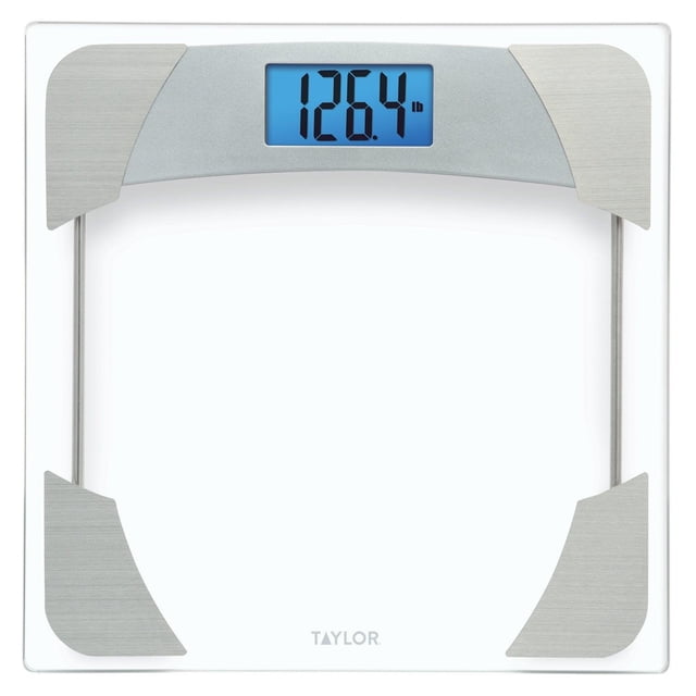 Taylor - Báscula de baño digital de cristal con acentos de acero inoxidable (400 libras)