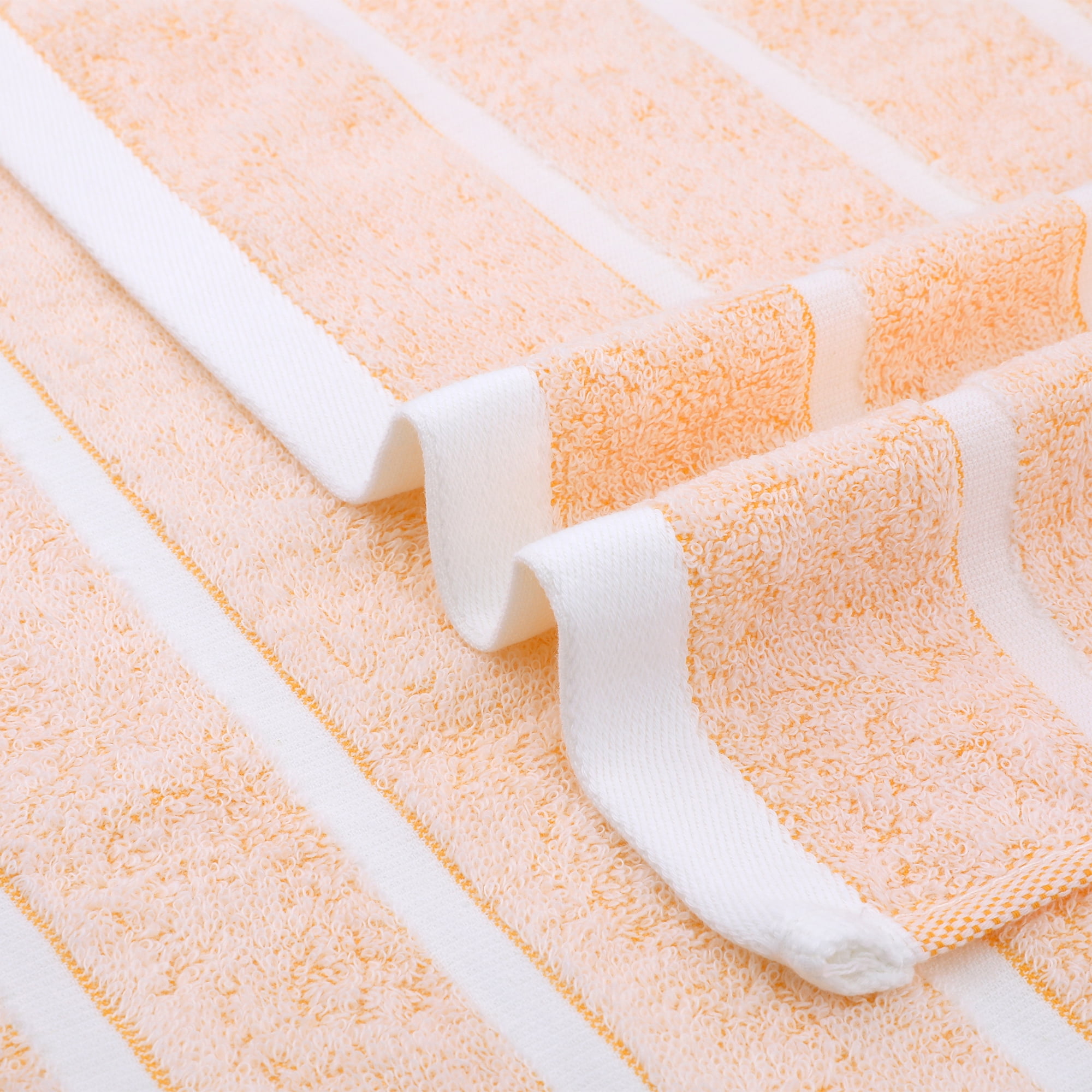 Unique Bargains Striped Cotton Bathroom Hand Towel Kitchen Hand Towel Orange 4-Piece