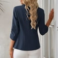 thumbnail image 5 of BiZtdJrK Birthday Gifts! Blazers for Women Dressy 3/4 Sleeve Suit Jackets Solid Color Business Casual Outfits for Work Dark Blue XL, 5 of 9