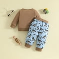 thumbnail image 4 of NIEWTR Kids Toddler Girls Pajamas Set 2T 3T 4T 5T Long Sleeve Pullover and Elastic Waistband Pants 2Piece Outfit Children's Gift Cotton Loungewear for Fall Winter(A-Brown,12-18 Months), 4 of 6