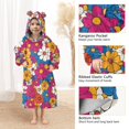 thumbnail image 3 of FORMRS Wearable Blanket Hoodie with Sleeves for Kids Cozy Flannel Sweatshirt, Red Whimsical Floral, 3 of 7
