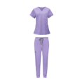 thumbnail image 3 of Uniformes Scrub Set enfermera Top pantalones ropa de trabajo femenina para salón de belleza SPA Púrpura L Yuyangstore Uniforme de enfermera, 3 of 8
