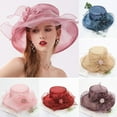 thumbnail image 1 of Cheers.US Women Kentcky Derby Church Hat Organza Flower Wide Brim Fascinator Hats for Wedding Tea Party, 1 of 7