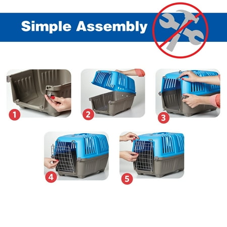 Spree MidWest Homes for Pets Spree 19 Plastic Pet Travel Carrier, Blue w/ Plastic Door, Ideal for XS Dogs