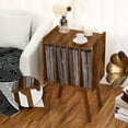 thumbnail image 7 of Wubio Record Player Stand with Storage Holds Up to 80 Albums, Turntable Stand with Beech Wood Legs, Mid-Century Record Player Table,Brown Vinyl Holder Display Shelf for Bedroom Living Room, 7 of 7