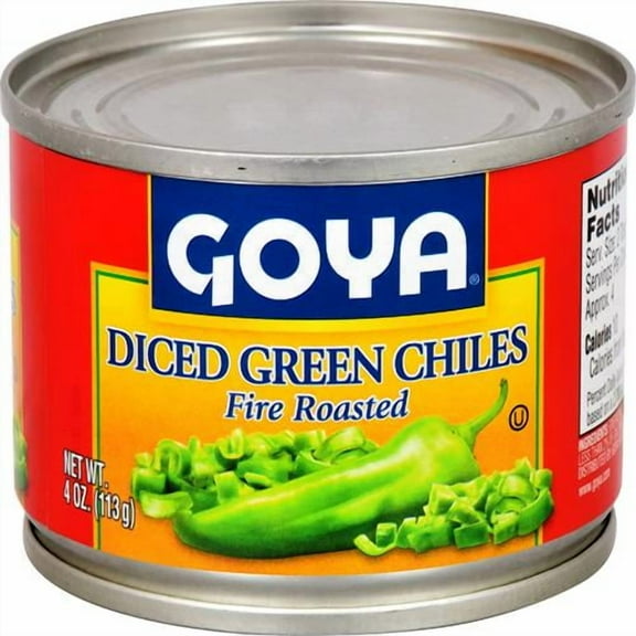 Goya Diced Green Chiles Fire Roasted, 4 Oz - Pack of 2
