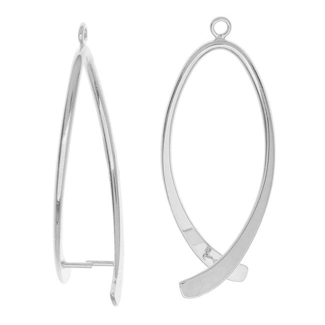 Pinch Bail for Earrings or Pendants, Oval Shaped, 38mm, 2 Pieces