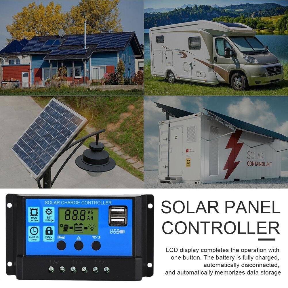 Solar Panel 10/20/30A Battery Charge Controller LCD RegulatorS 12V/24V Dual new. I8D3