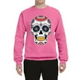 thumbnail image 2 of Wild Bobby Day Of The Dead Sugar Skull Pop Culture Unisex Crewneck Graphic Sweatshirt, Neon Pink, 3X-Large, 2 of 5