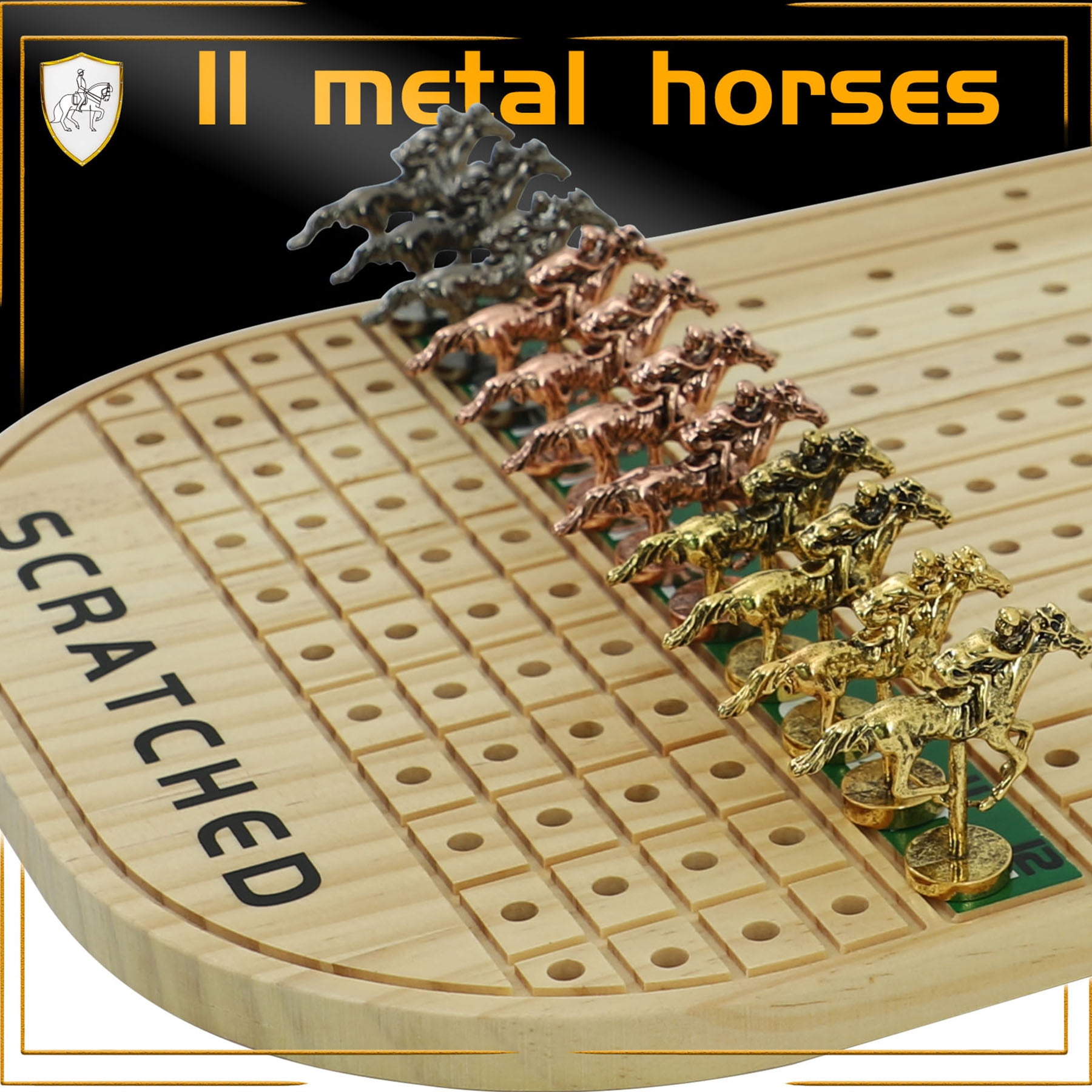 HOROW Horse Race Classic Board Game, Wood Log
