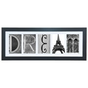 Imagine Letters 5-opening 4"X6" Whie Matted Black Photo Collage Cadre en bois avec mot DREAM