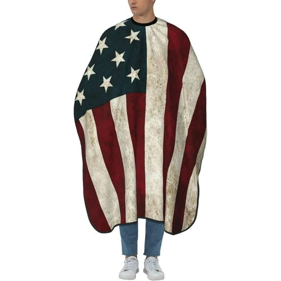 American Flag Barber Cape Professional Waterproof Hairdresser Cape Cover Anti-Static Haircut Cape Shampoo-Proof Barber Accessories Salon Hair Apron for Adult 55 X 66 in