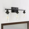 thumbnail image 5 of 23.62"H-3-Light Modern Black Wall Sconce, Industrial Style Vanity Light with Clear Glass Shades for Bathroom,Mirror, 5 of 10