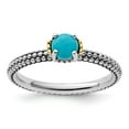 thumbnail image 2 of Auriga Fine Jewelry 925 Sterling Silver with 14K Turquoise Antiqued Ring for Women Size 10, 2 of 4