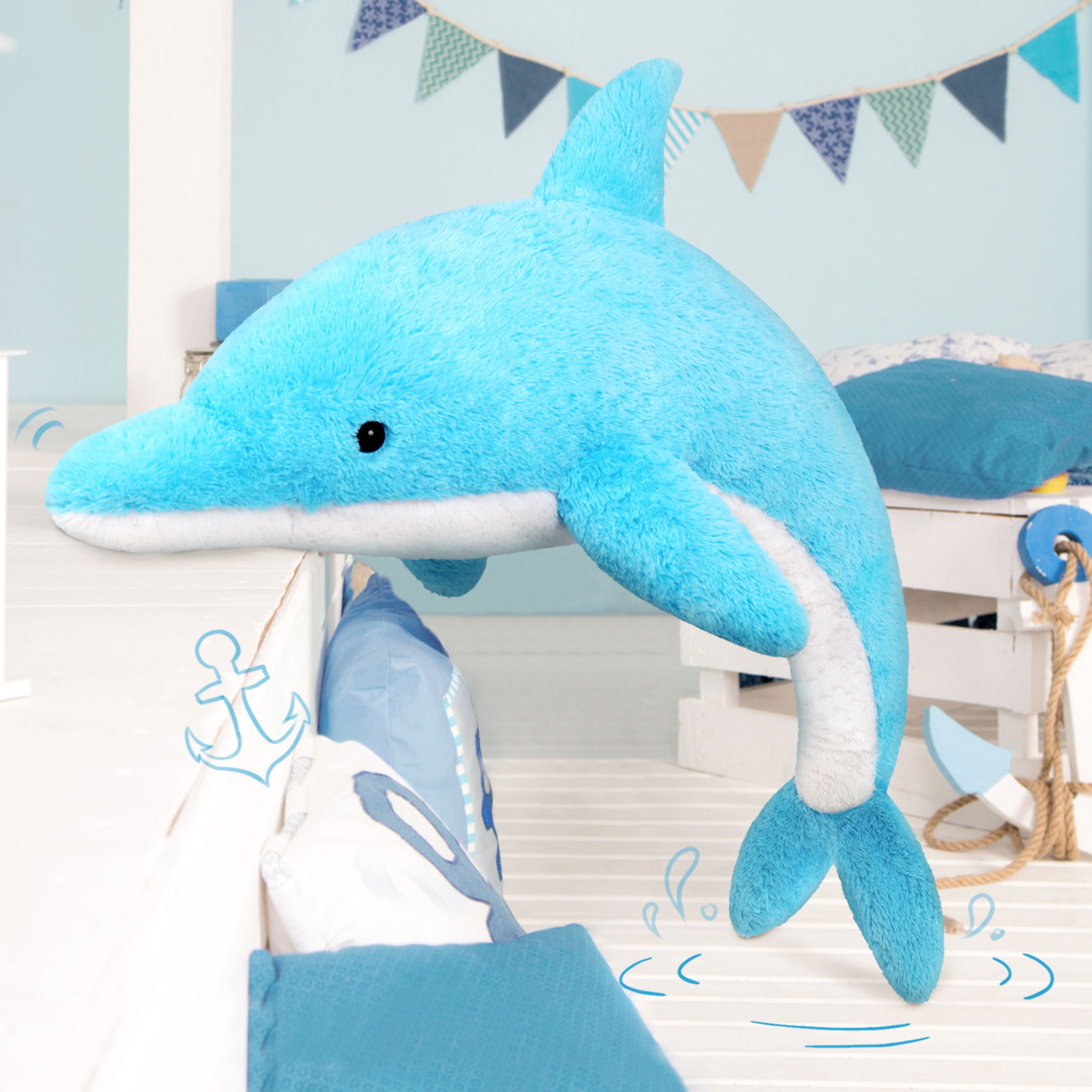 Muiteiur 55" Dolphin Plush Toy Giant Body Pillow Ocean Life Stuffed Animal