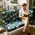 thumbnail image 6 of 4PCS Stretch Printed Patio Seat Cushion Slipcover, Waterproof Elastic Outdoor Furniture Cushion Cover, Floral Leaf Pattern Washable Protector for Garden Metal Rattan Chair Cushions 27.56x25.2 Inch, 6 of 8