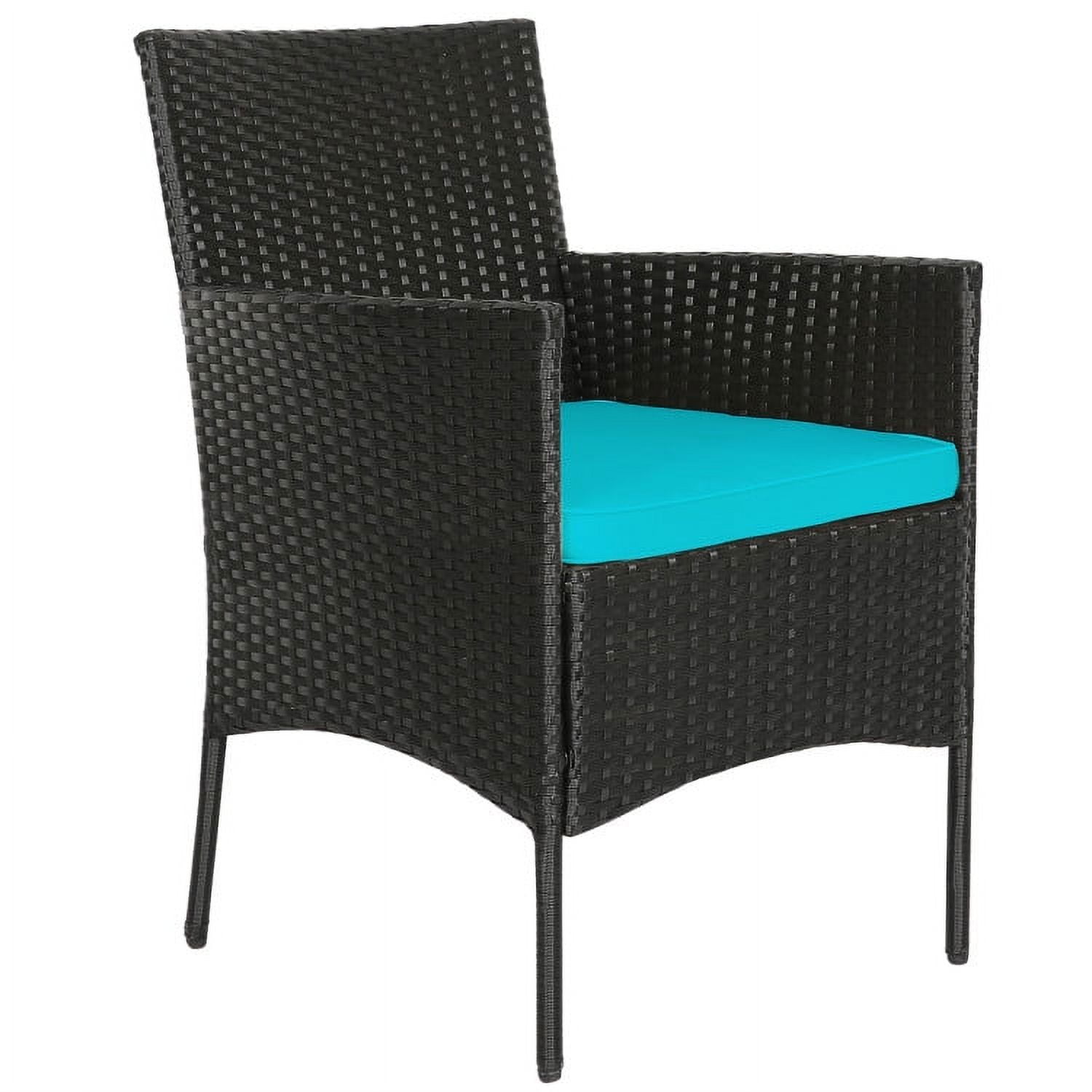 Aimee Lii 4 Pcs Patio Wicker Furniture Set, Cushioned Sofa Furniture, Small Patio Set, Turquoise Aimee Lii 4 Pcs Patio Wicker Furniture Set, Cushioned Sofa Furniture, Small Patio Set, Turquoise