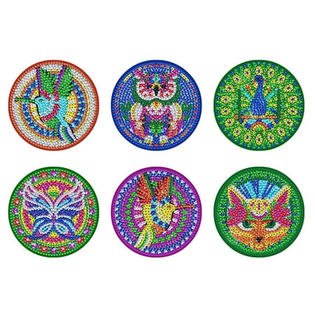 

6 Pcs Diamond Painting Coasters With Holder Diy Mandala Coasters Painting Kits
