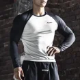 thumbnail image 5 of Camisetas ajustadas de cuello redondo para correr para hombre, ropa ajustada para hombre, gimnasio, elasticidad negra, manga larga, citas normales, Y2k, talla XXL, 5 of 5