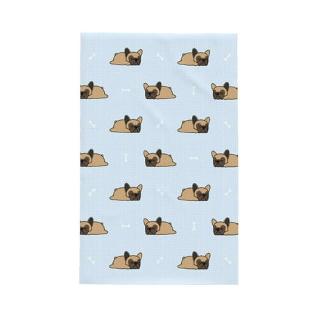 

Absorbent Kitchen Towels Sleeping Cute French Bulldog Quick Drying Dish Towels for Kitchen Drying Soft Hand Towels with Lanyard for Kitchen Decor