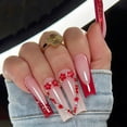 thumbnail image 1 of Uñas postizas Sutaozhi de San Valentín con punta francesa roja, 24 unidades, 1 of 7