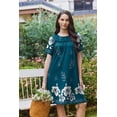 thumbnail image 6 of Ekouaer Moo Moos for Women Button House Dresses with Pocket BlueGreen Flower, 6 of 7