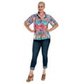 thumbnail image 6 of HAPPY BAY Women's Floral Beach Hawaiian Shirt Summer Blouse Short Sleeve Button Down Dress Tops Tee Shirts Blouses for Women S Ikkat, Multicoloured, 6 of 6