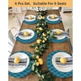 thumbnail image 4 of 13 Inch Round Placemats Set of 6, Teal Blue Stripes Non Slip Heat Insulation PP Table Mats, Simple Geometric Modern Monochrome Washable Place Mats for Kitchen Dining Party Table Decor, 4 of 7