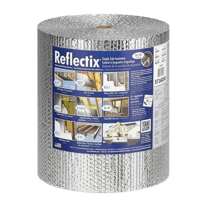 Reflectix 24 in. W X 25 ft. L R-3.7 to R-21 Reflective Radiant Barrier Insulation Roll 50 sq ft Reflectix 24 in. W X 25 ft. L R-3.7 to R-21 Reflective Radiant Barrier Insulation Roll 50 sq ft
