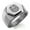 Silver, variant on Stainless Steel Dragon Knot Skuld's Net Viking Rune Engraved Hexagon Crest Flat Top Biker Style Polished Ring
