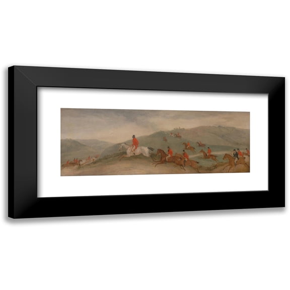 Richard Barrett Davis 14x8 Black Modern Framed Museum Art Print Titled - Foxhunting- Road Riders or Funkers