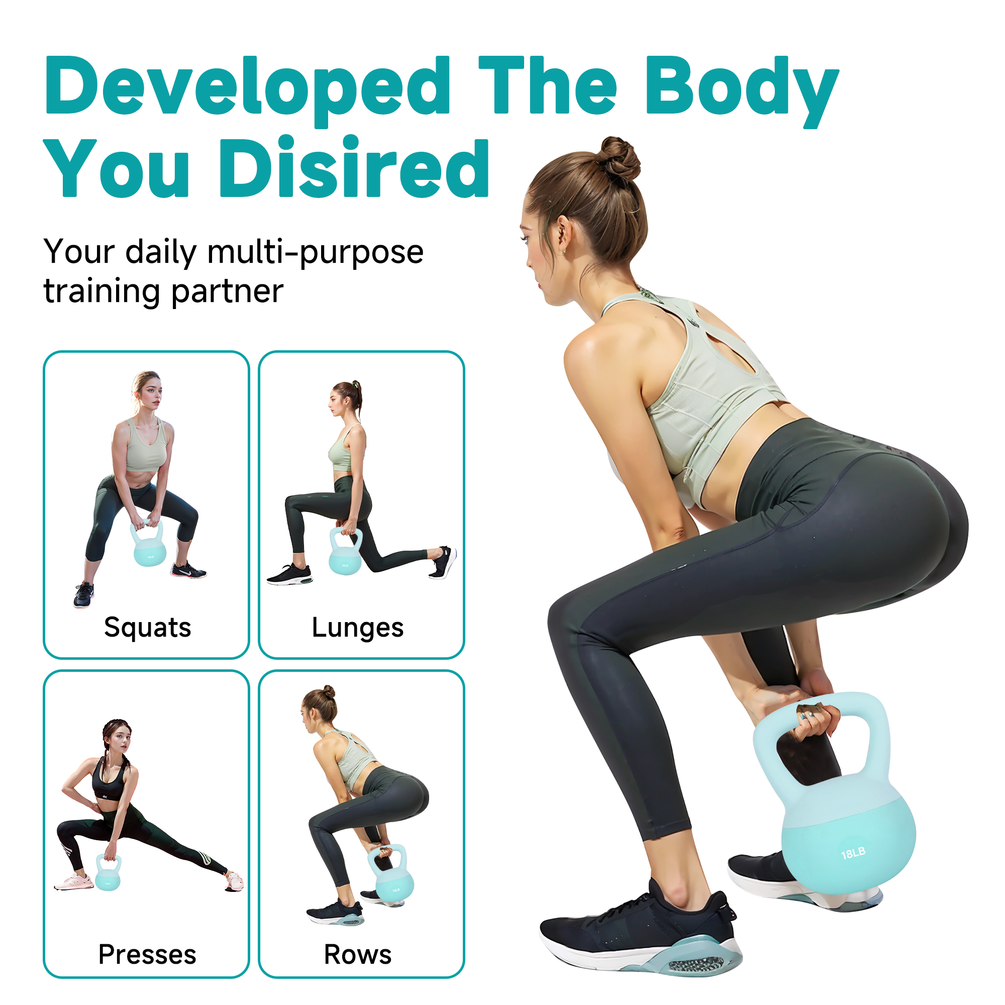 Leikefitness Soft Kettlebells, Steel Shot Filled Weights for Women and Men, Color Coded Anti Slip Soft Kettlebells, Home workout