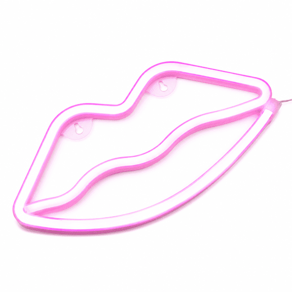MONTERA Pink Lips Neon Lights,Neon Sign Girl's Wall Decor,3 AA Battery/USB Powered