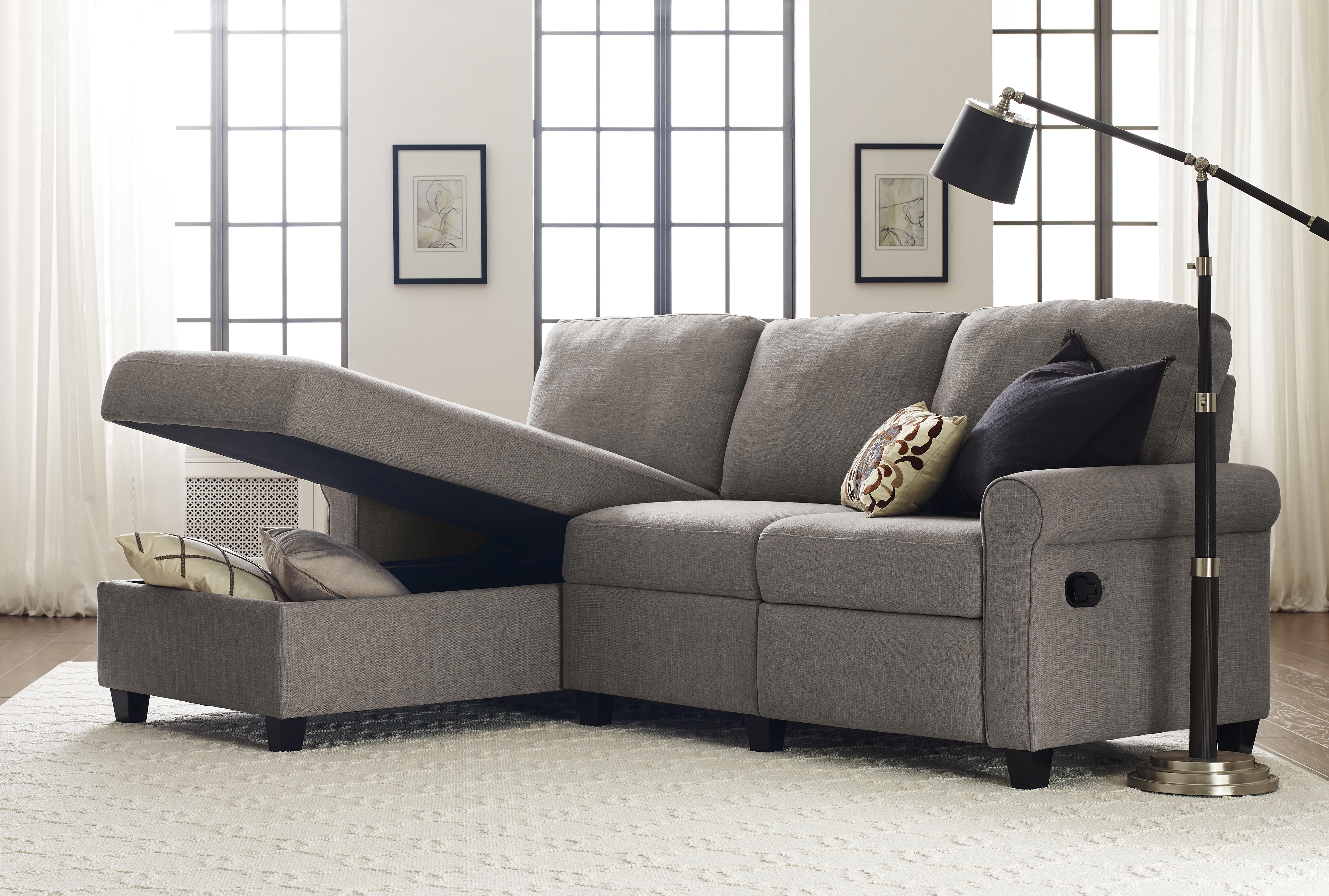 Serta Copenhagen Reclining Sectional with Left Storage Chaise - Gray