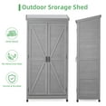 thumbnail image 6 of 68''x33''x20'' Outdoor Wooden Storage Shed with Metal Top Tall Vertical Tool Cabinet for Backyard Garden Patio Lawn (Grey), 6 of 8