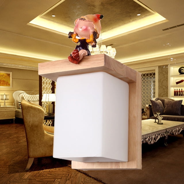 RHAFAYRE Lámpara de pared LED para interiores sin luz Lámpara de pared interior creativa Lámpara de madera LED Iluminación de pared arriba y abajo para dormitorio infantil Escaleras Pasillo Blanco cálido oso de fresa Electrónica