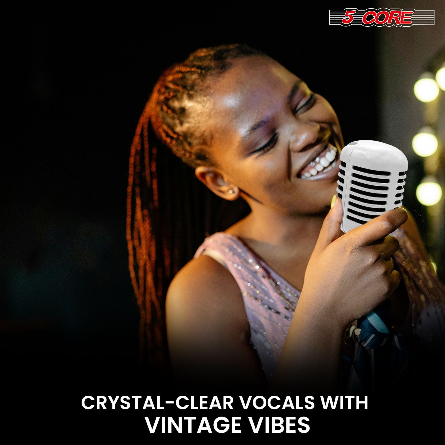 Classic Retro Microphone Dynamic (ALL METAL BODY) - Old Vintage Style Unidirectional Cardioid Mic w/ XLR Input Universal Stand Compatible | Live Performance |Singing In Studio |Recording Gold