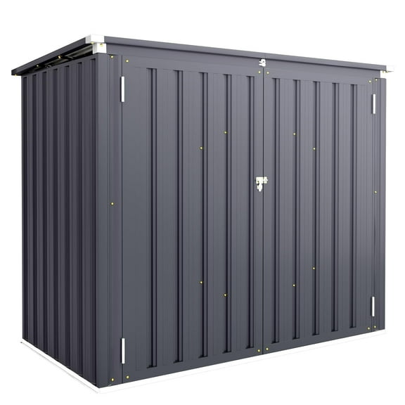 AECOJOY 46 Cu ft. Outdoor Horizontal Storage Shed Wastebasket Enclosure Container Metal Garbarge Shed in Gray