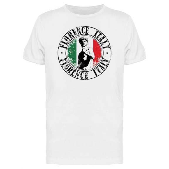 Florence Italy Statue Logo T-Shirt Men -Image by Shutterstock, Male Small