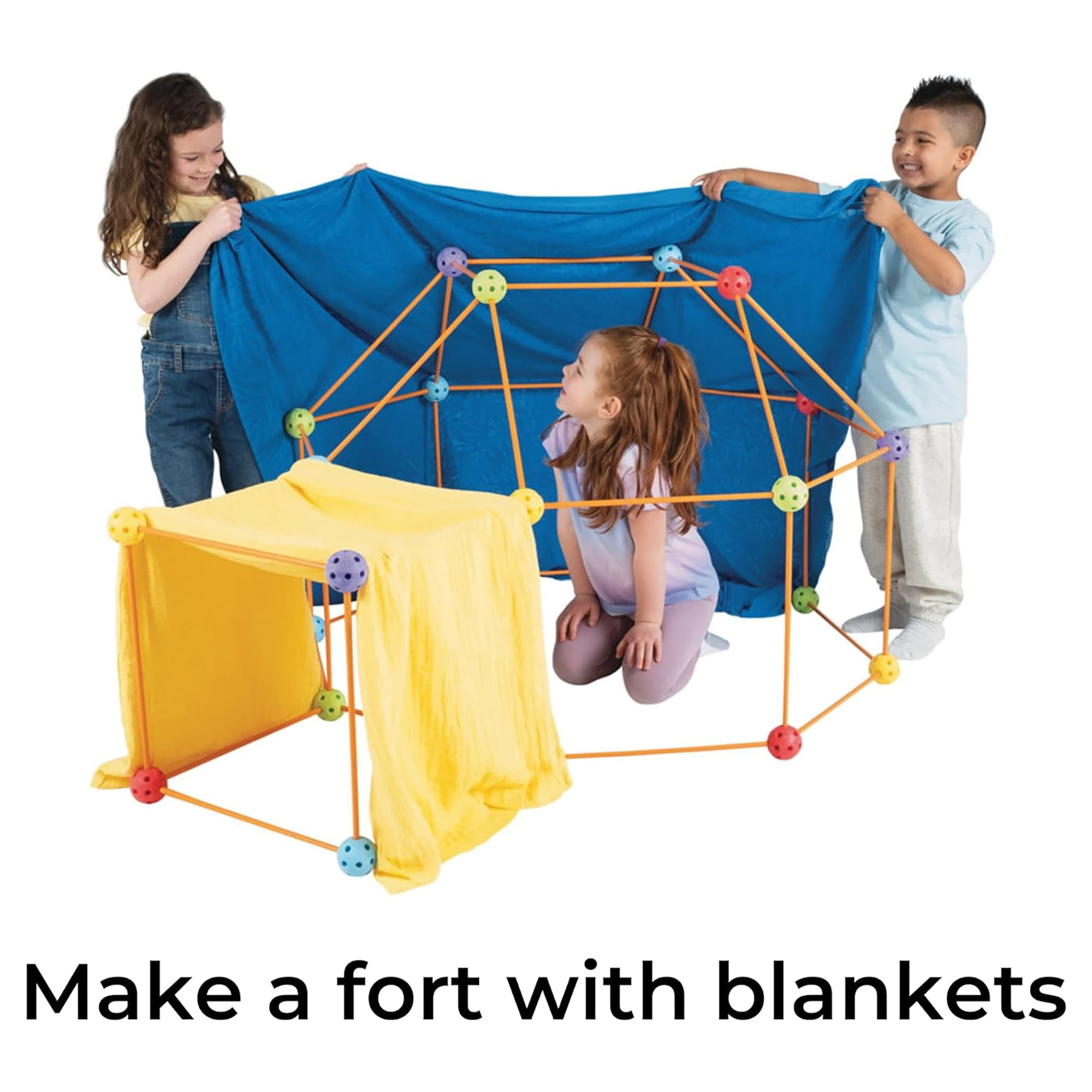 Everest Toys: Crazy Forts! Multi Color - 69pc Rod & Ball Fort Building Playset, STEM Toy, Indoor & Outdoor, Create Your Own Structures, Kids Ages 5+